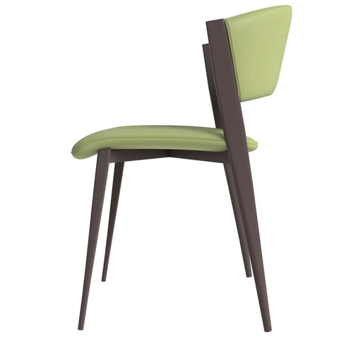 LeisureMod Aspen Modern Dining Chairs, Upholstered Leather Kitchen Room Chairs with Metal Legs