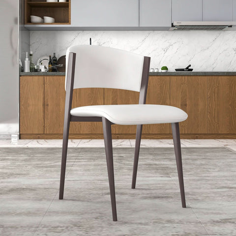 LeisureMod Aspen Modern Dining Chairs, Upholstered Leather Kitchen Room Chairs with Metal Legs