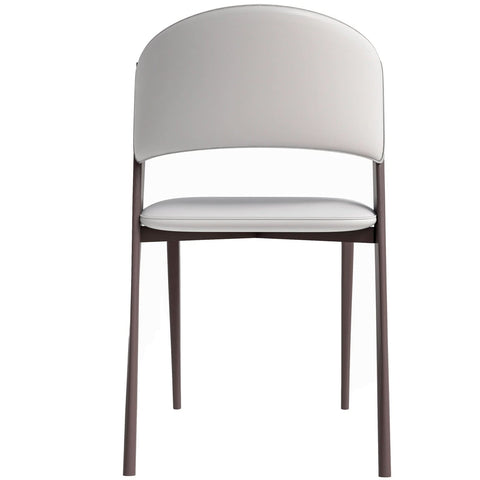 LeisureMod Aspen Modern Dining Chairs, Upholstered Leather Kitchen Room Chairs with Metal Legs