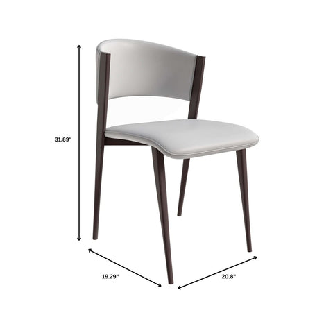 LeisureMod Aspen Modern Dining Chairs, Upholstered Leather Kitchen Room Chairs with Metal Legs