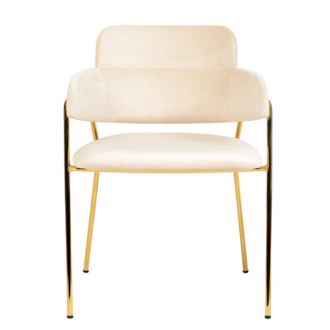 Axis Upholstered Dining Chair with Curved Open-Back and Arms and Black/Gold Stainless Steel Legs