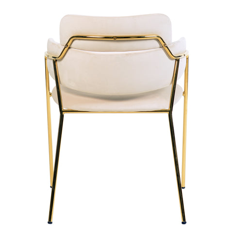 Axis Upholstered Dining Chair with Curved Open-Back and Arms and Black/Gold Stainless Steel Legs