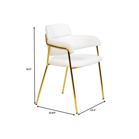 Axis Upholstered Dining Chair with Curved Open-Back and Arms and Black/Gold Stainless Steel Legs