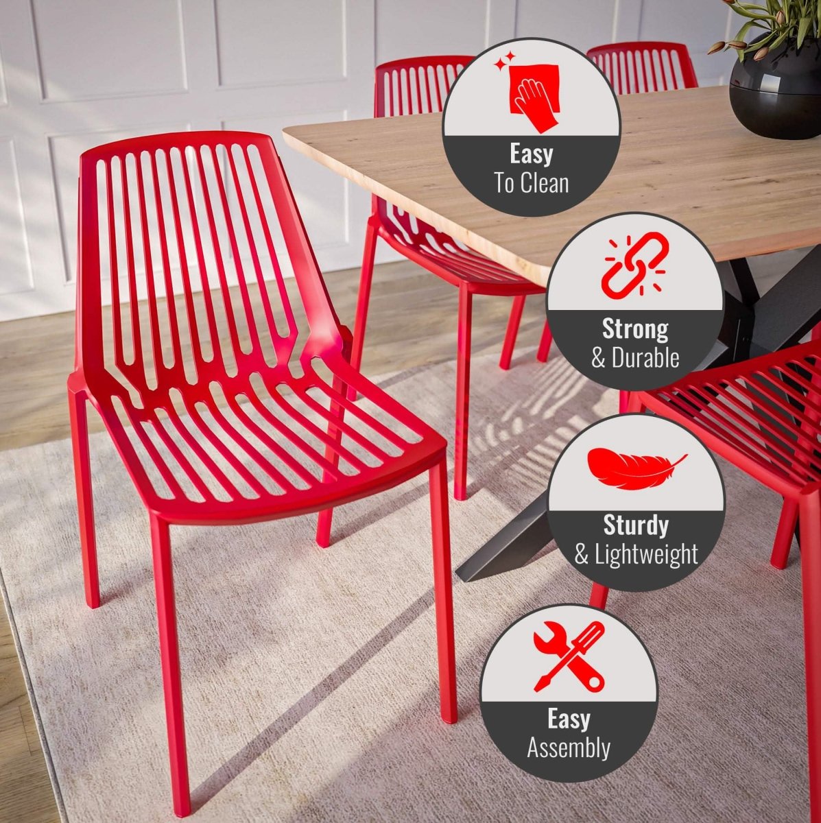Acken Mid Century Modern Plastic Stackable Dining Chair Set of 2