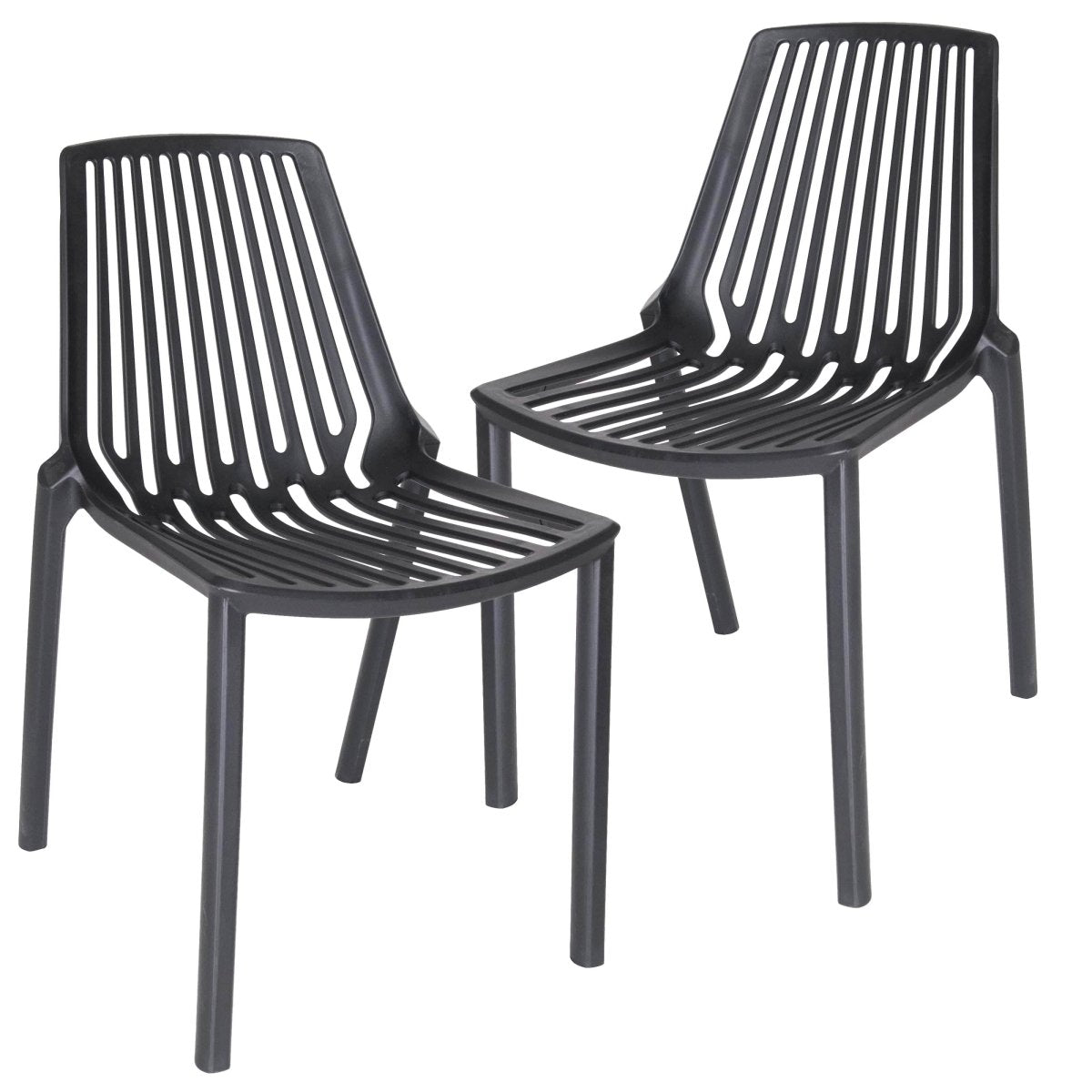 Acken Mid Century Modern Plastic Stackable Dining Chair Set of 2
