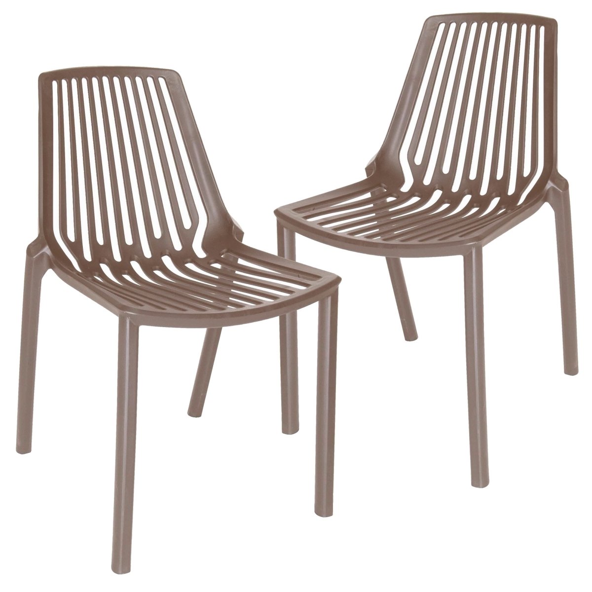 Acken Mid Century Modern Plastic Stackable Dining Chair Set of 2