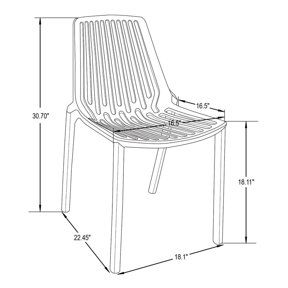 Acken Mid Century Modern Plastic Stackable Dining Chair Set of 2