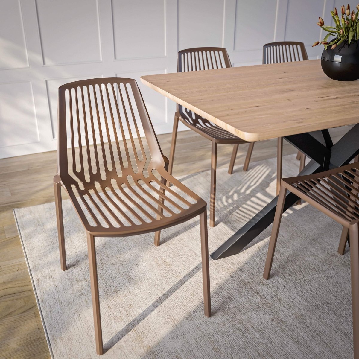 Acken Mid Century Modern Plastic Stackable Dining Chair Set of 2