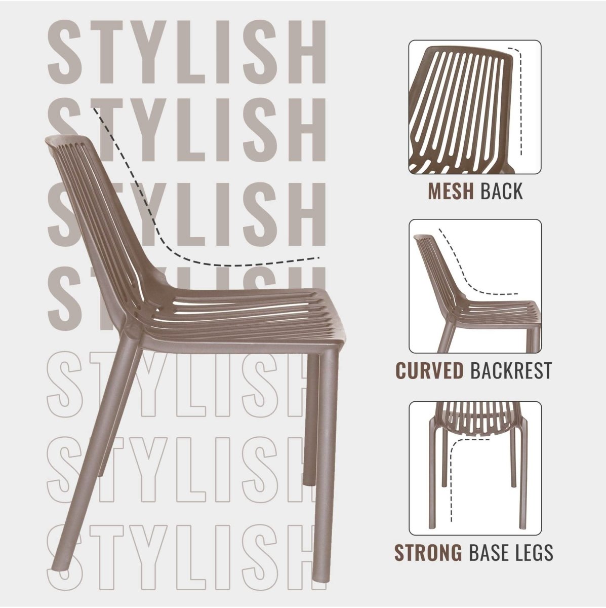Acken Mid Century Modern Plastic Stackable Dining Chair Set of 2