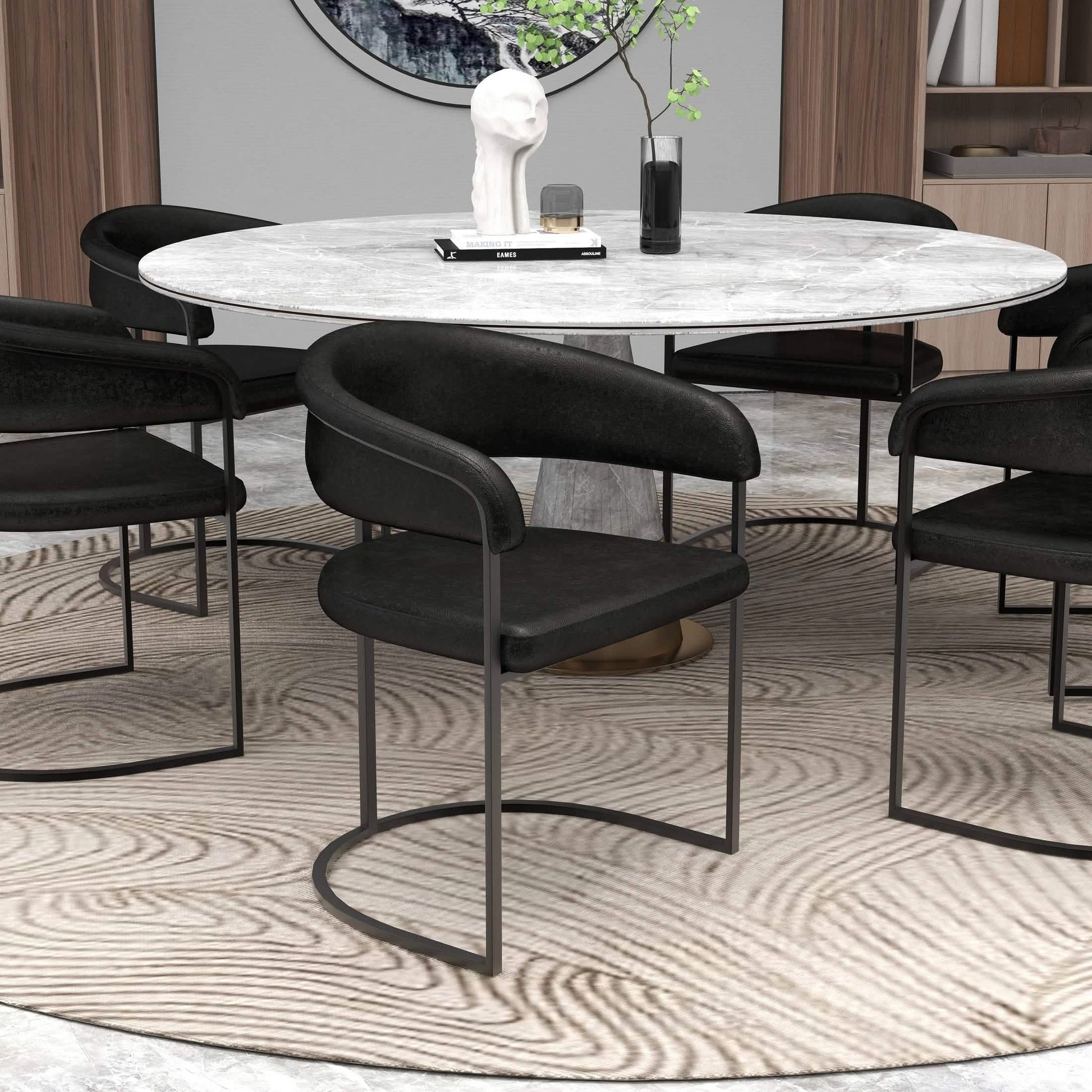 Aero Modern Upholstered Dining Chair with Padded Seat and Powder - Coated Iron Frame