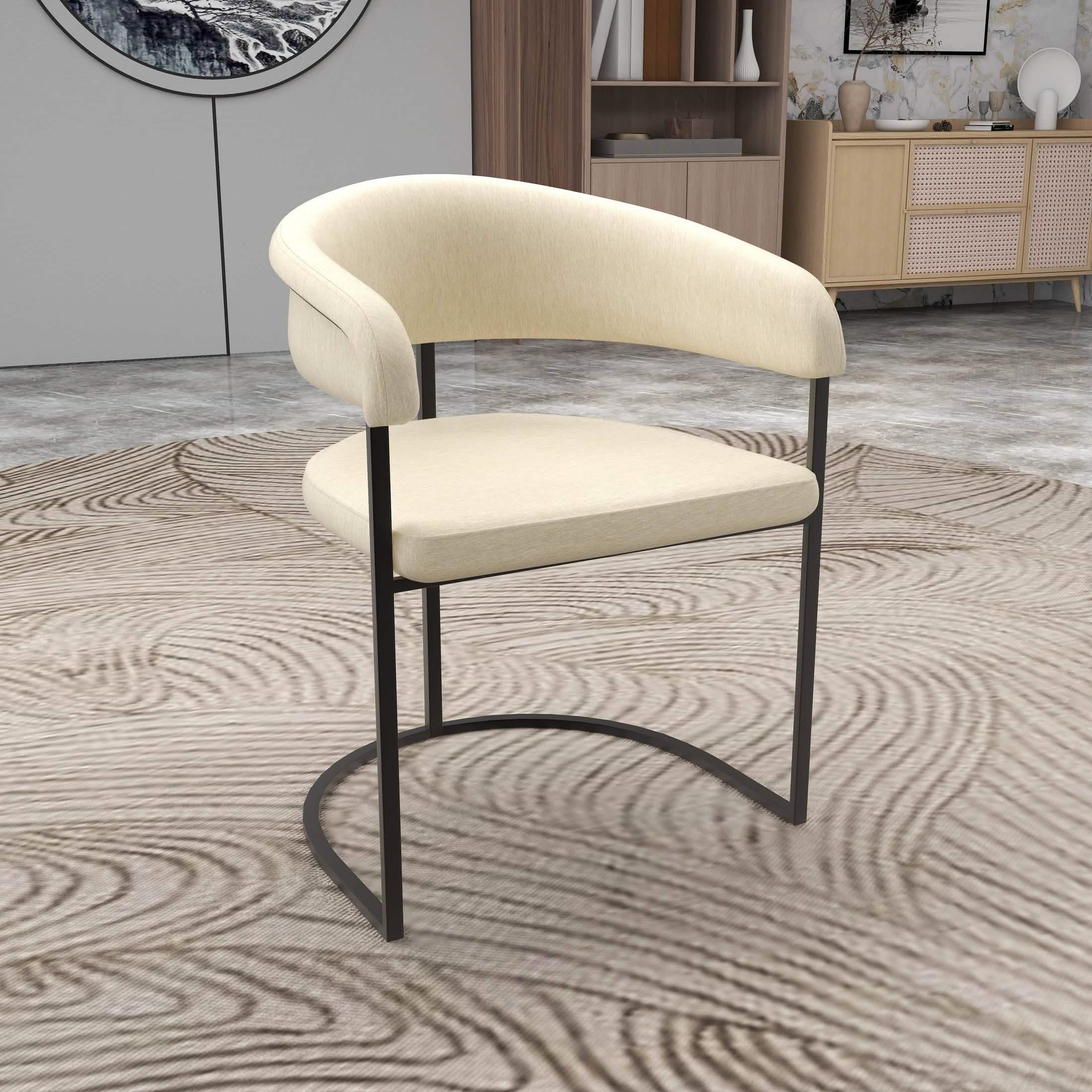 Aero Modern Upholstered Dining Chair with Padded Seat and Powder - Coated Iron Frame