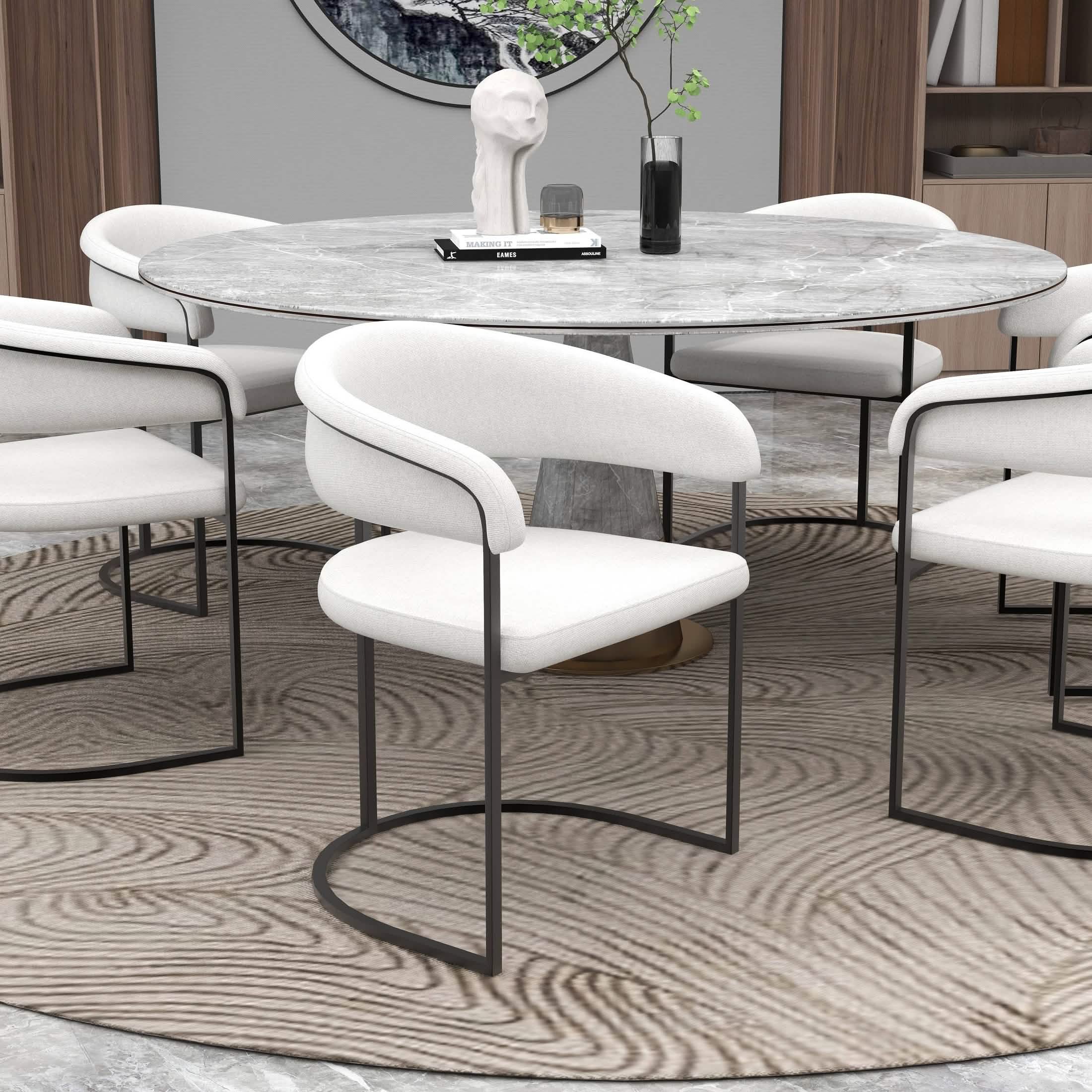 Aero Modern Upholstered Dining Chair with Padded Seat and Powder - Coated Iron Frame