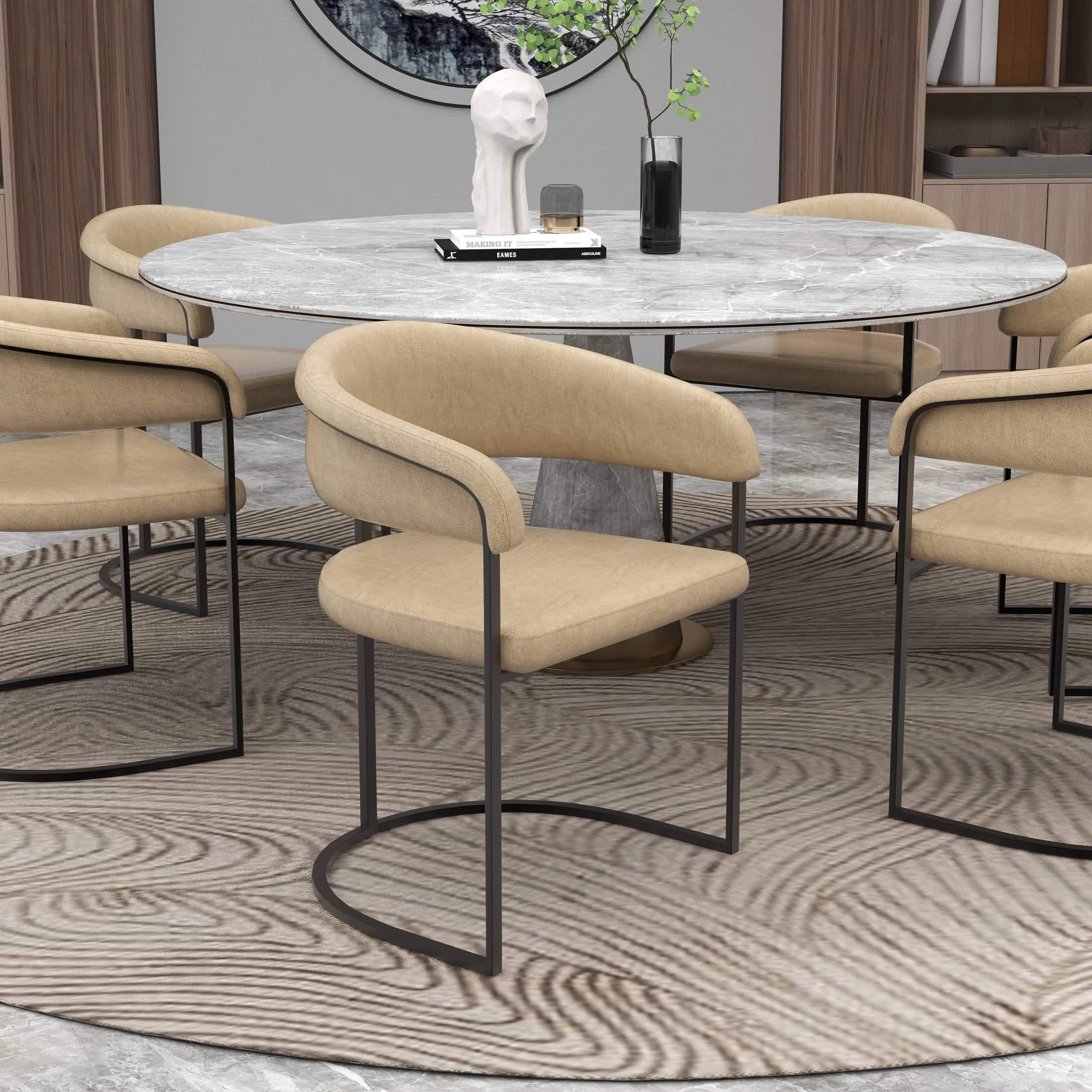 Aero Modern Upholstered Dining Chair with Padded Seat and Powder - Coated Iron Frame