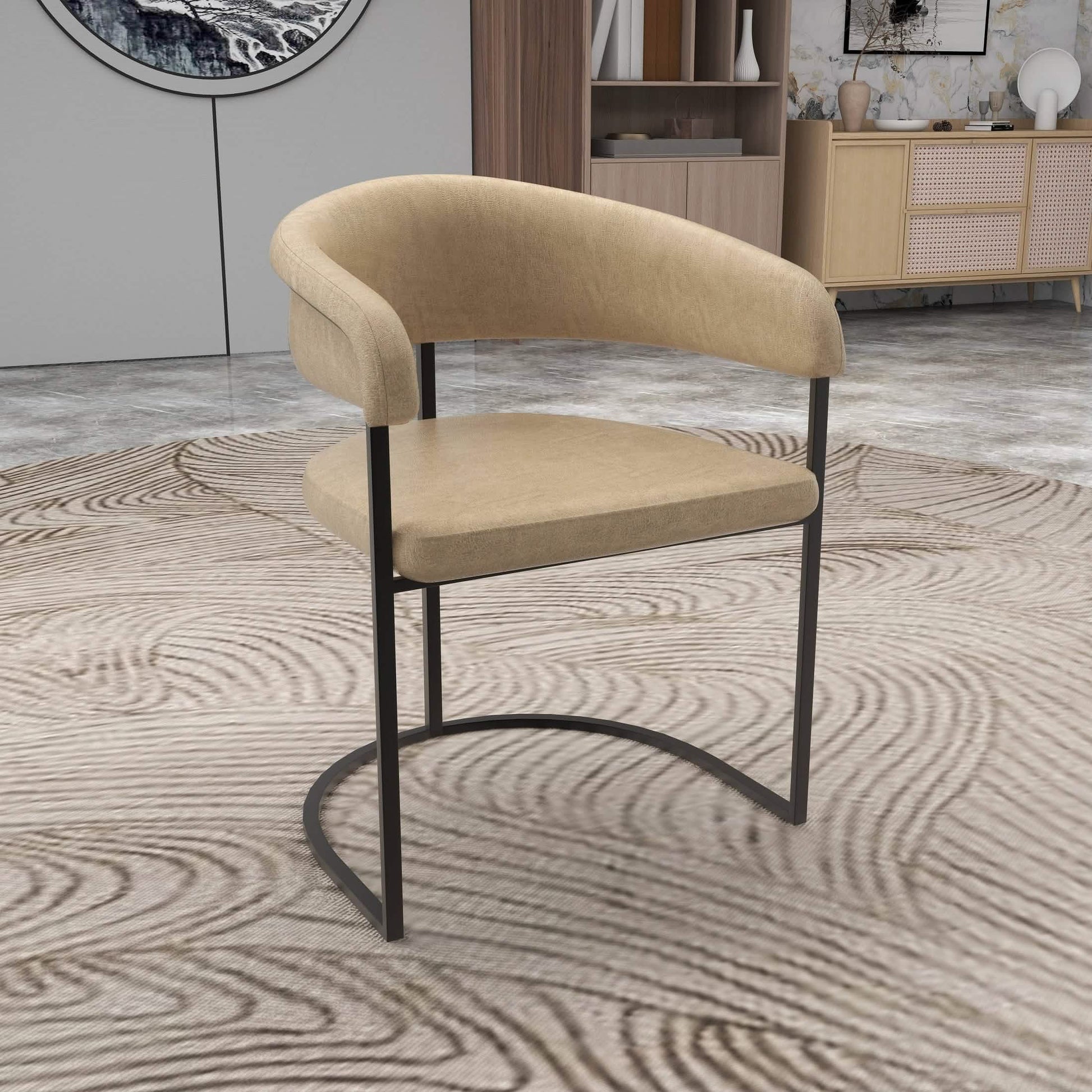Aero Modern Upholstered Dining Chair with Padded Seat and Powder - Coated Iron Frame