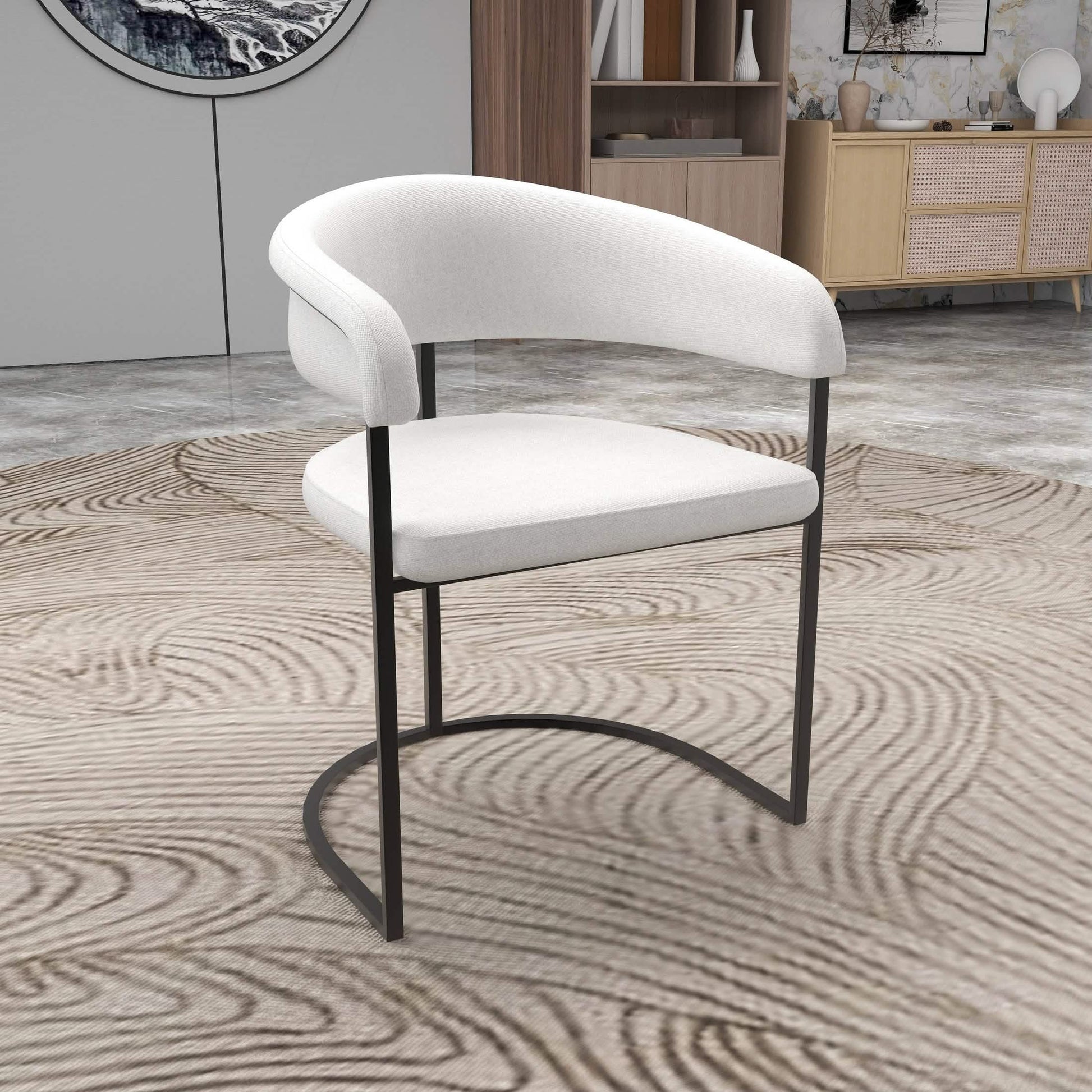Aero Modern Upholstered Dining Chair with Padded Seat and Powder - Coated Iron Frame