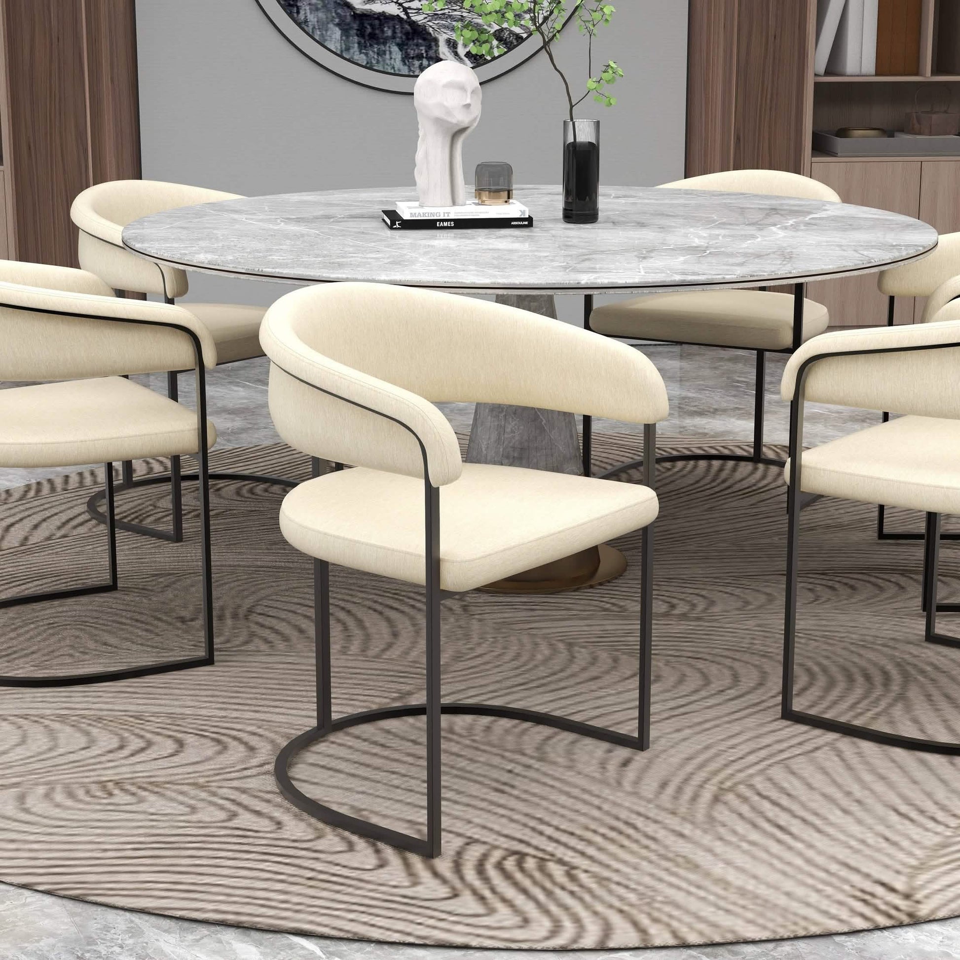Aero Modern Upholstered Dining Chair with Padded Seat and Powder - Coated Iron Frame