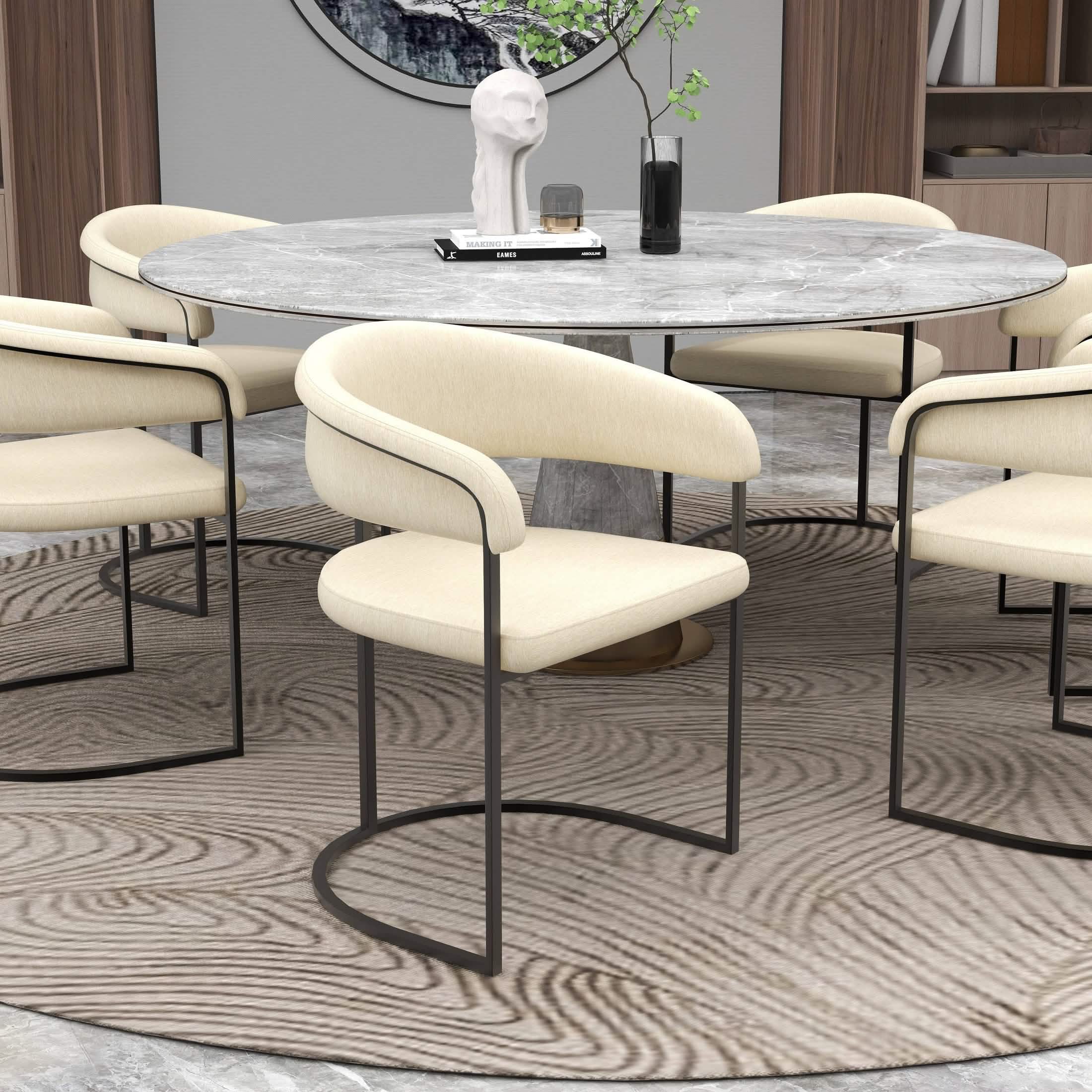 Aero Modern Upholstered Dining Chair with Padded Seat and Powder - Coated Iron Frame