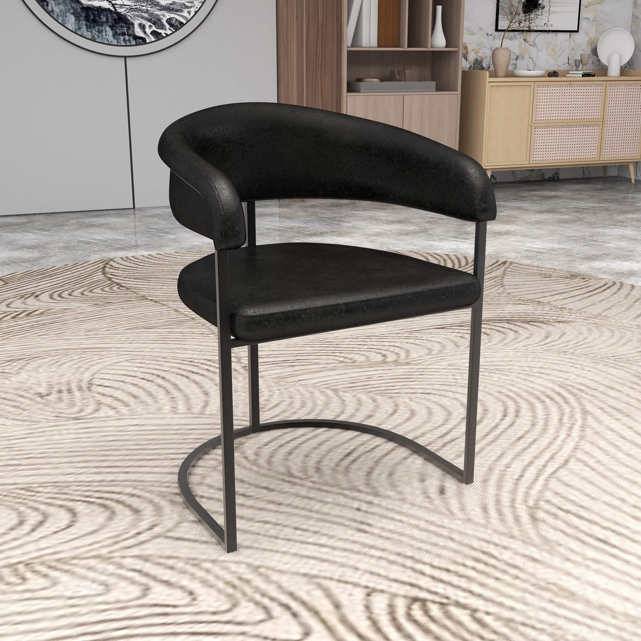 Aero Modern Upholstered Dining Chair with Padded Seat and Powder - Coated Iron Frame