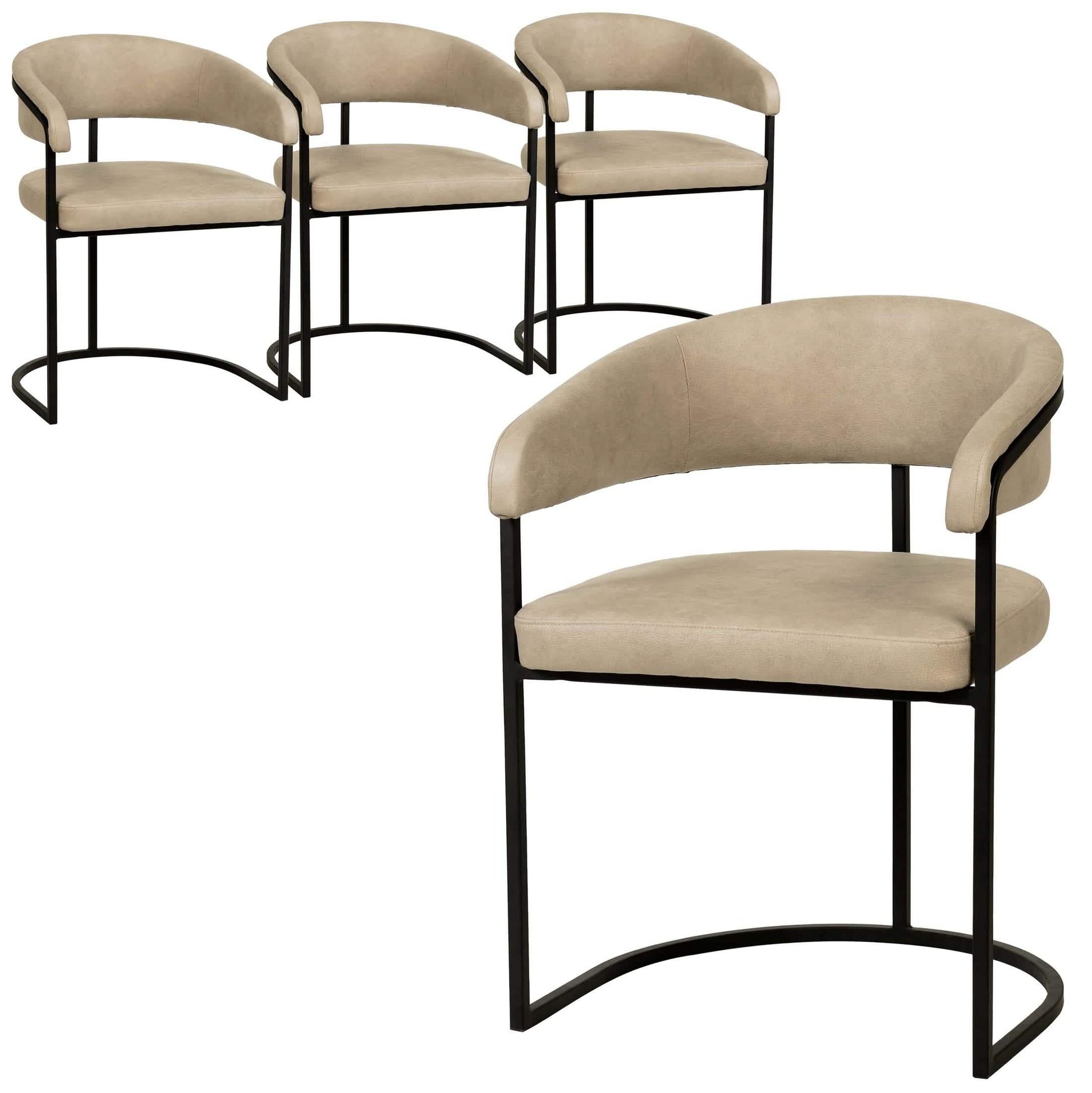 Aero Modern Upholstered Dining Chair with Padded Seat and Powder - Coated Iron Frame Set of 4
