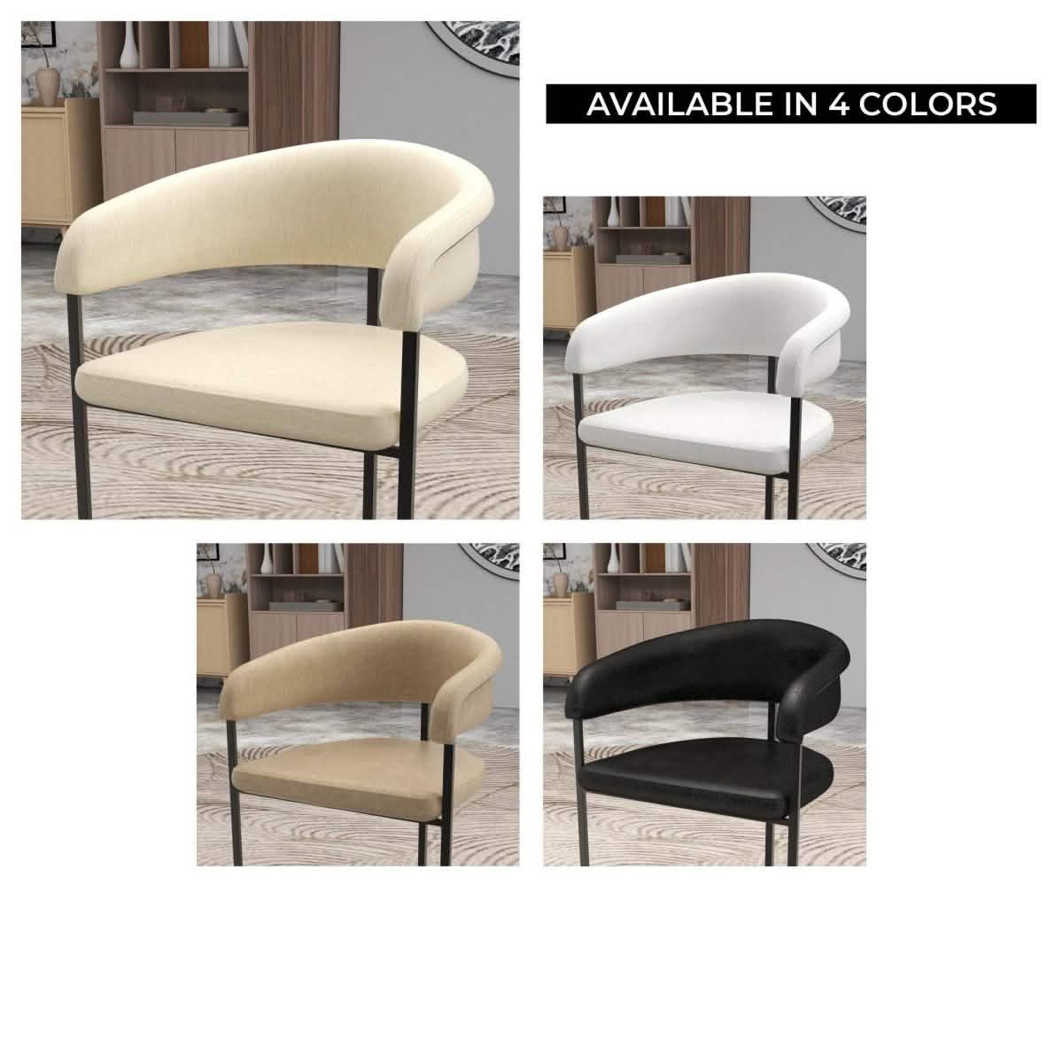 Aero Modern Upholstered Dining Chair with Padded Seat and Powder - Coated Iron Frame Set of 4