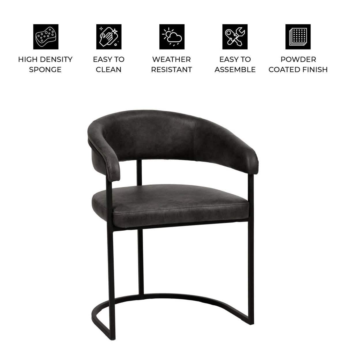 Aero Modern Upholstered Dining Chair with Padded Seat and Powder - Coated Iron Frame Set of 4