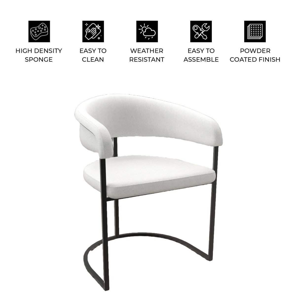 Aero Modern Upholstered Dining Chair with Padded Seat and Powder - Coated Iron Frame Set of 4