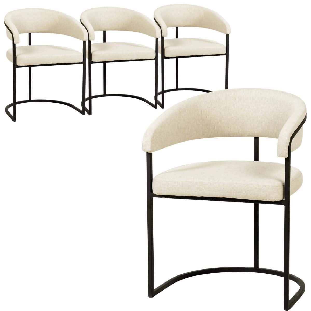 Aero Modern Upholstered Dining Chair with Padded Seat and Powder - Coated Iron Frame Set of 4
