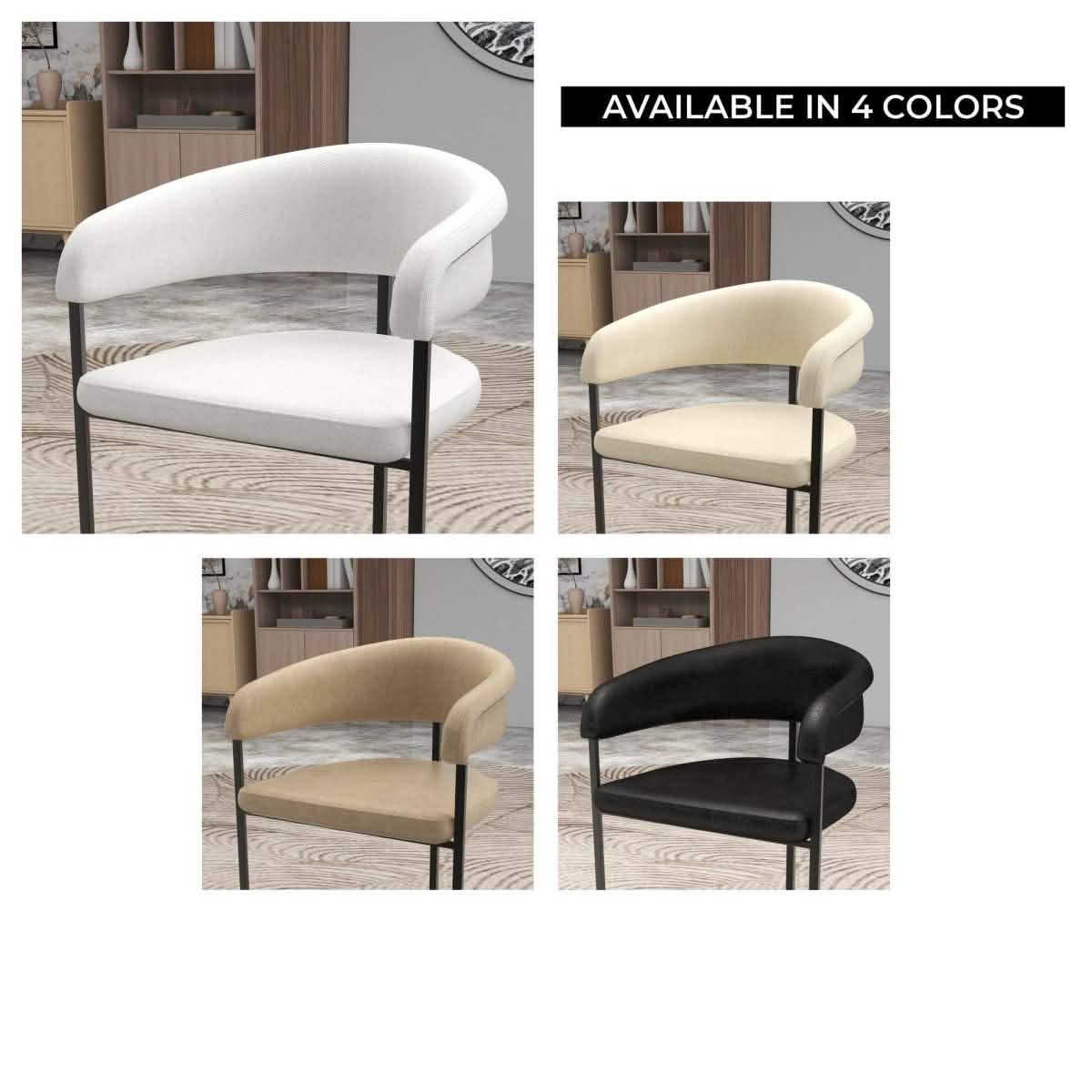 Aero Modern Upholstered Dining Chair with Padded Seat and Powder - Coated Iron Frame Set of 4