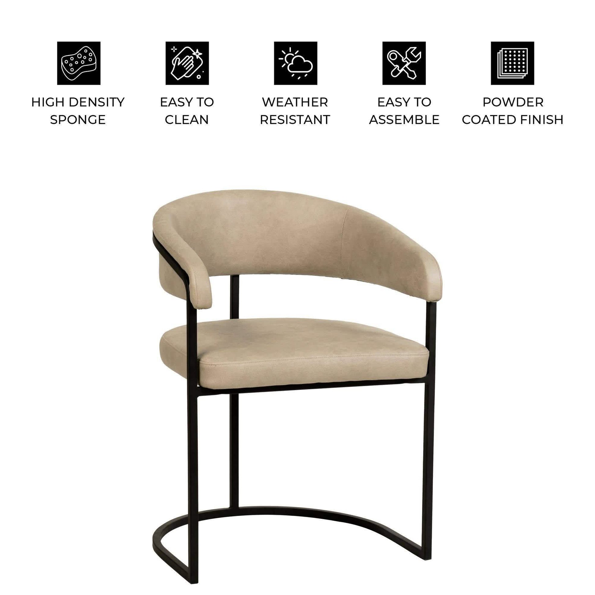 Aero Modern Upholstered Dining Chair with Padded Seat and Powder - Coated Iron Frame Set of 4