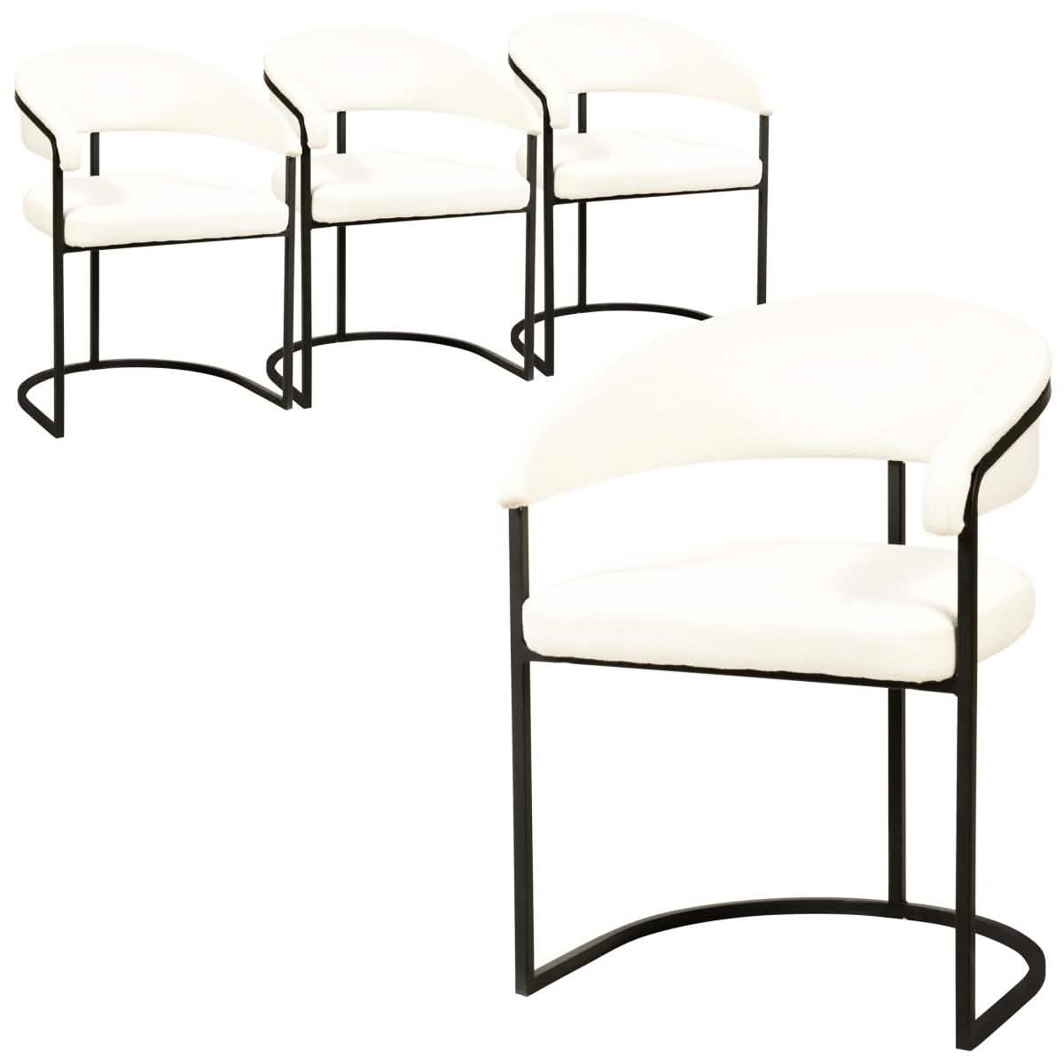 Aero Modern Upholstered Dining Chair with Padded Seat and Powder - Coated Iron Frame Set of 4