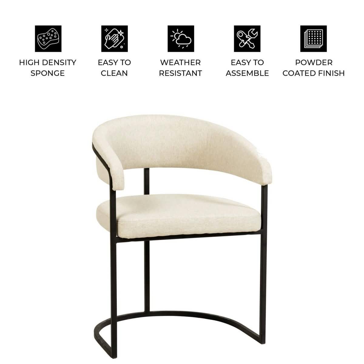 Aero Modern Upholstered Dining Chair with Padded Seat and Powder - Coated Iron Frame Set of 4