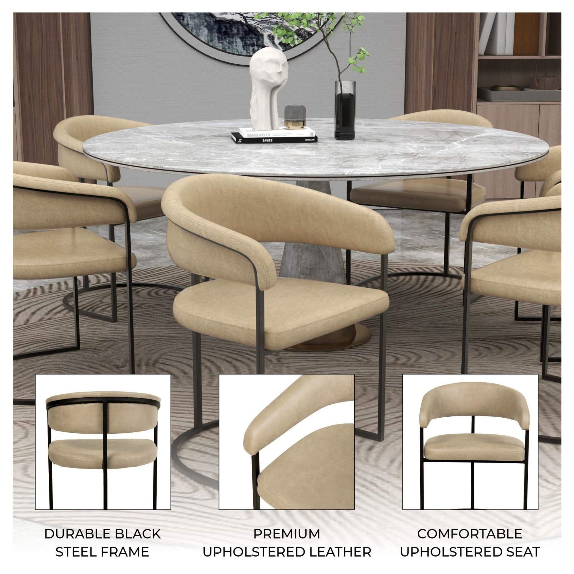 Aero Modern Upholstered Dining Chair with Padded Seat and Powder - Coated Iron Frame Set of 4