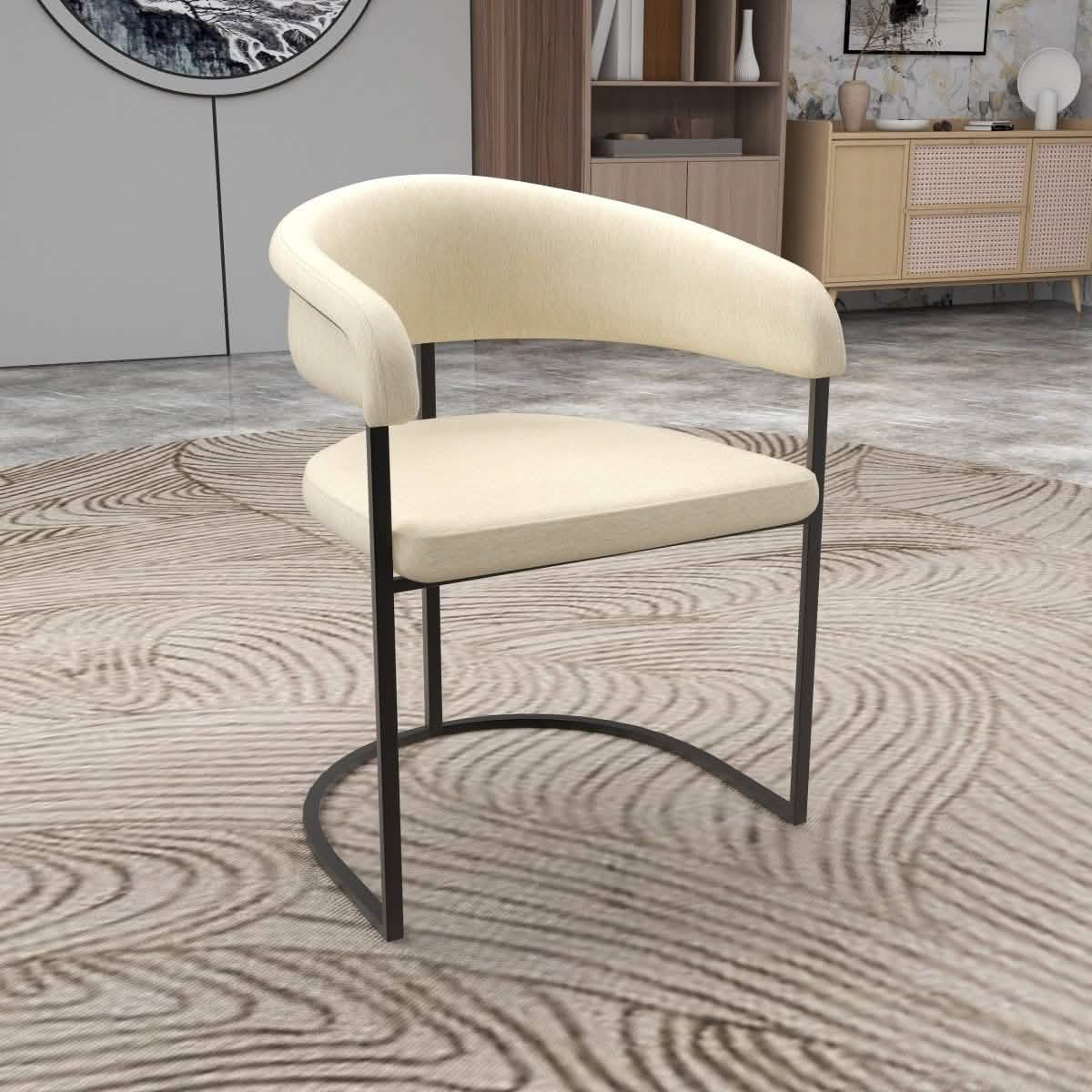 Aero Modern Upholstered Dining Chair with Padded Seat and Powder - Coated Iron Frame Set of 4