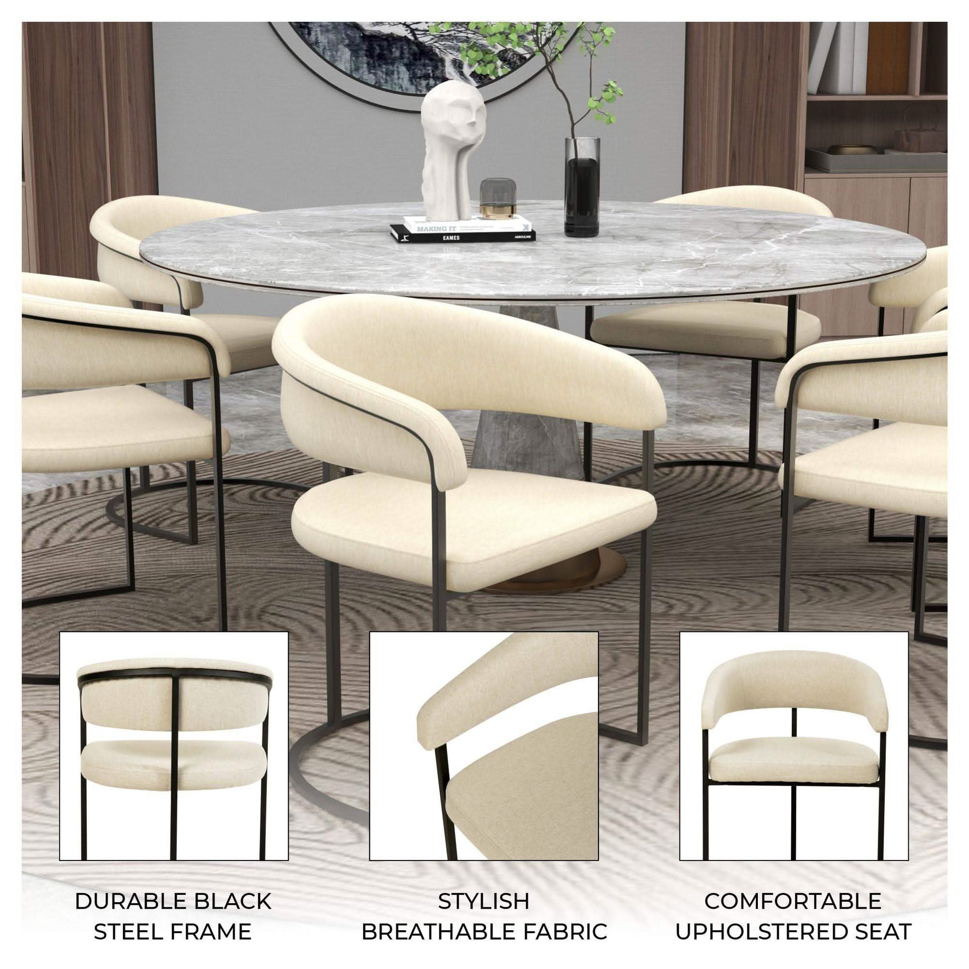 Aero Modern Upholstered Dining Chair with Padded Seat and Powder - Coated Iron Frame Set of 4