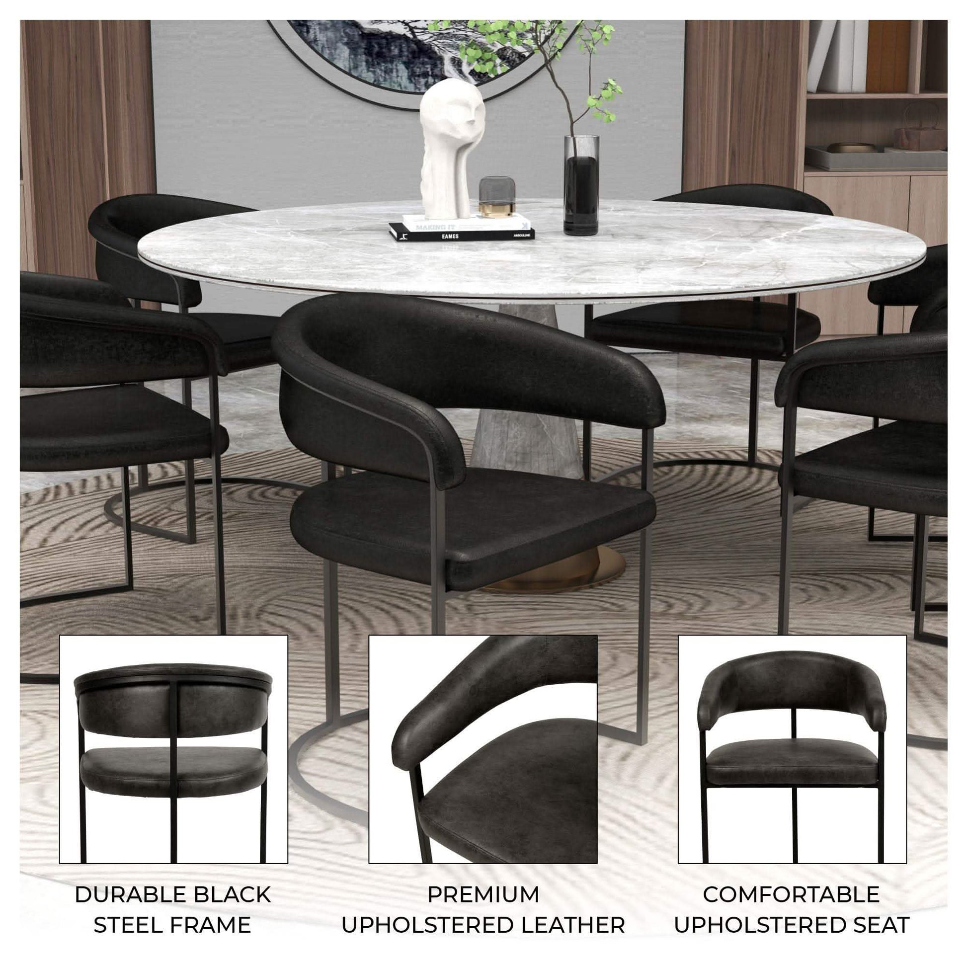Aero Modern Upholstered Dining Chair with Padded Seat and Powder - Coated Iron Frame Set of 4