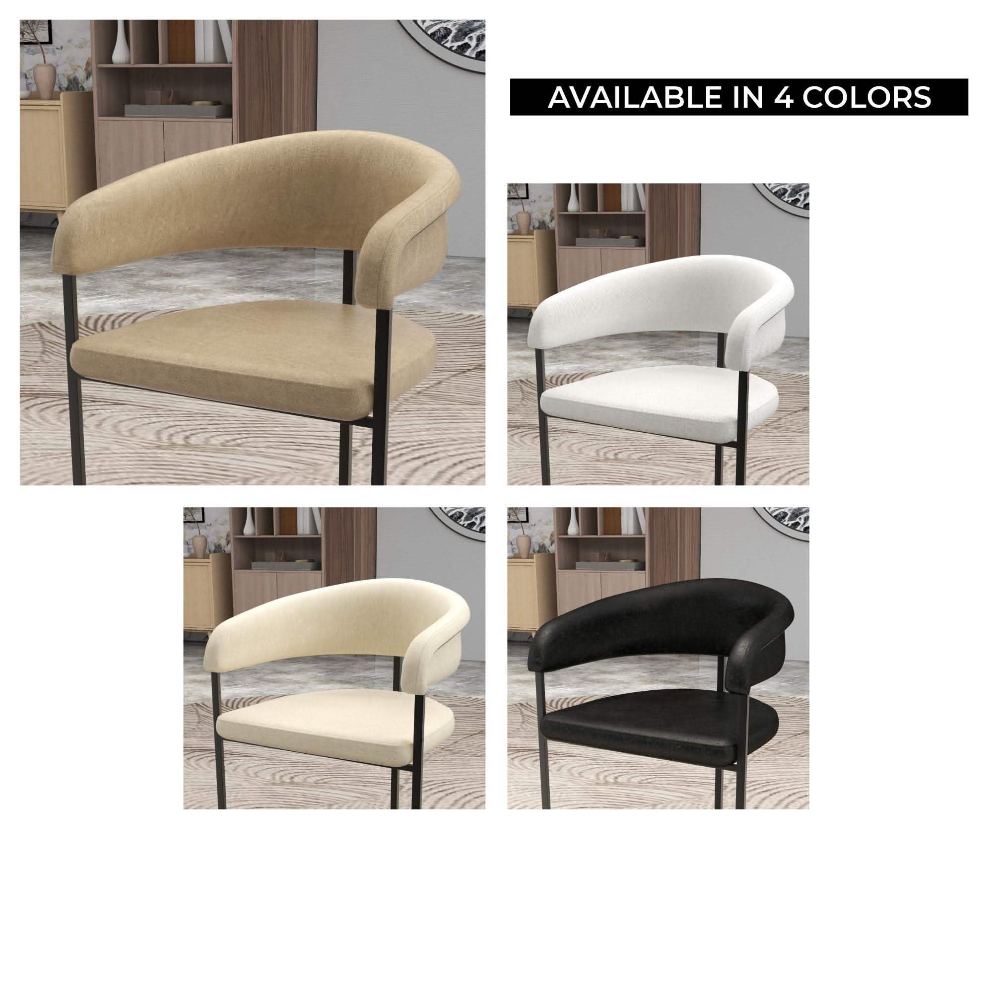 Aero Modern Upholstered Dining Chair with Padded Seat and Powder - Coated Iron Frame Set of 4