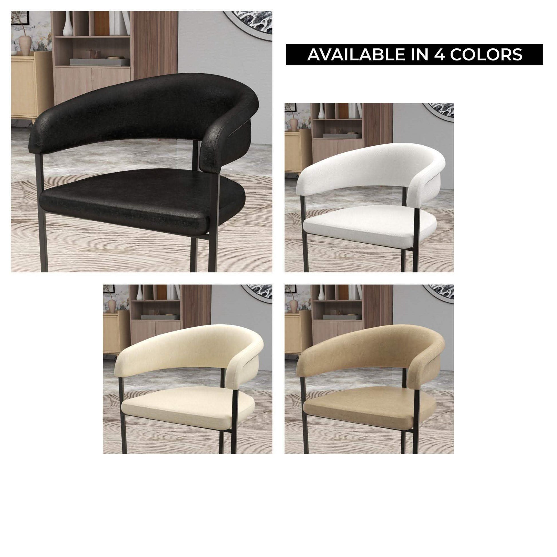 Aero Modern Upholstered Dining Chair with Padded Seat and Powder - Coated Iron Frame Set of 4