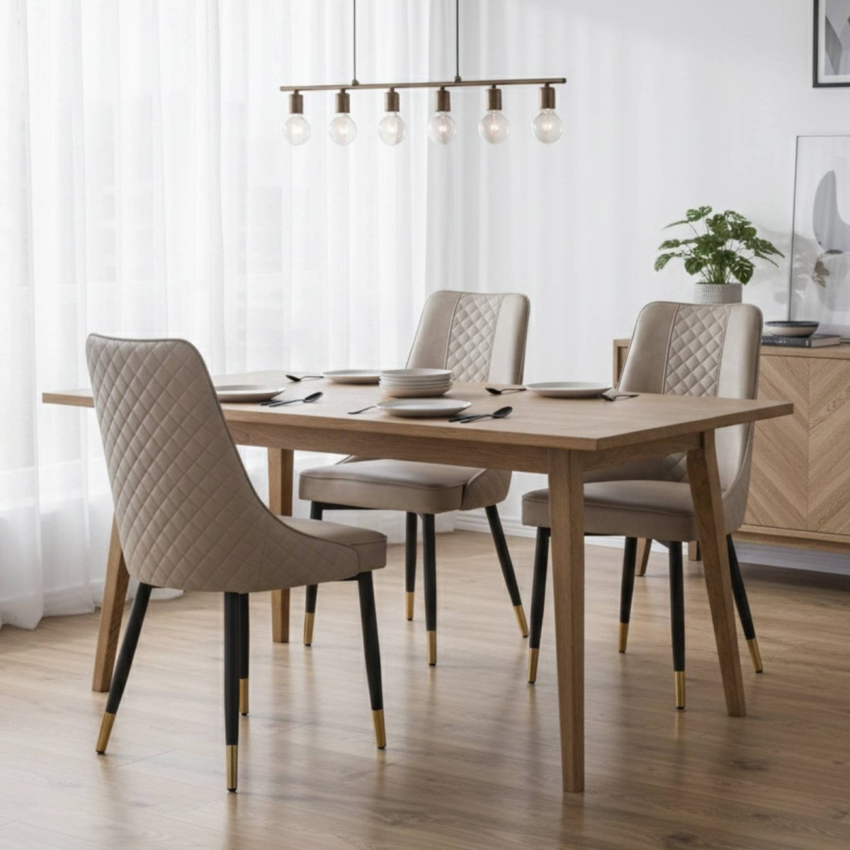 Allure Modern Dining Chair Upholstered in Vinyl Leather Seat with Oak Wood Legs Taupe Dining Chair Leisuremod