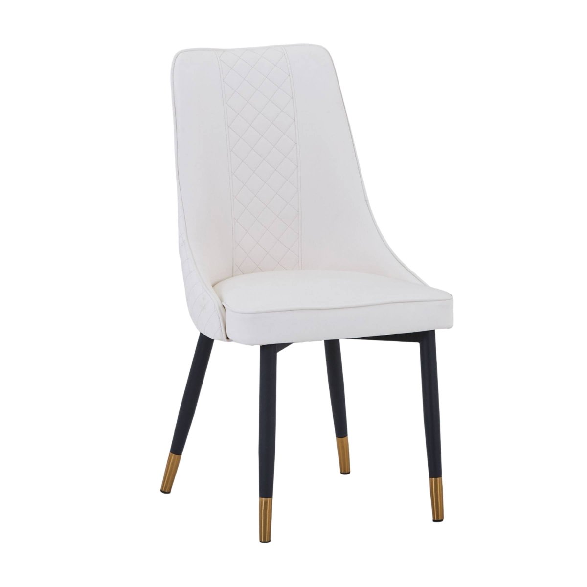 Allure Modern Dining Chair Upholstered in Vinyl Leather Seat with Oak Wood Legs White Dining Chair Leisuremod
