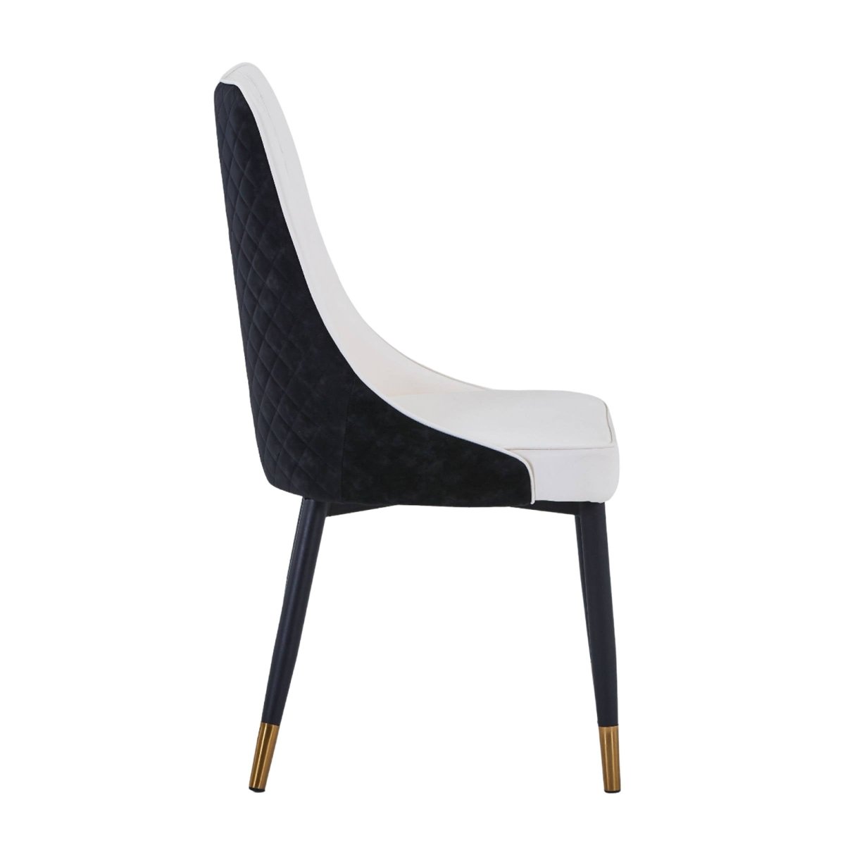 Allure Modern Dining Chair Upholstered in Vinyl Leather Seat with Oak Wood Legs White Black Dining Chair Leisuremod