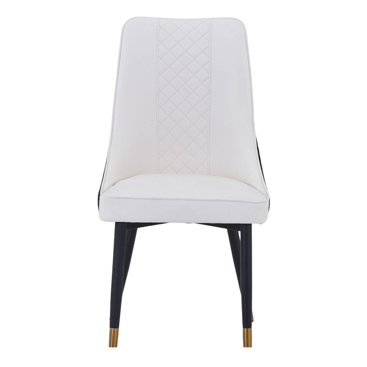 Allure Modern Dining Chair Upholstered in Vinyl Leather Seat with Oak Wood Legs White Black Dining Chair Leisuremod