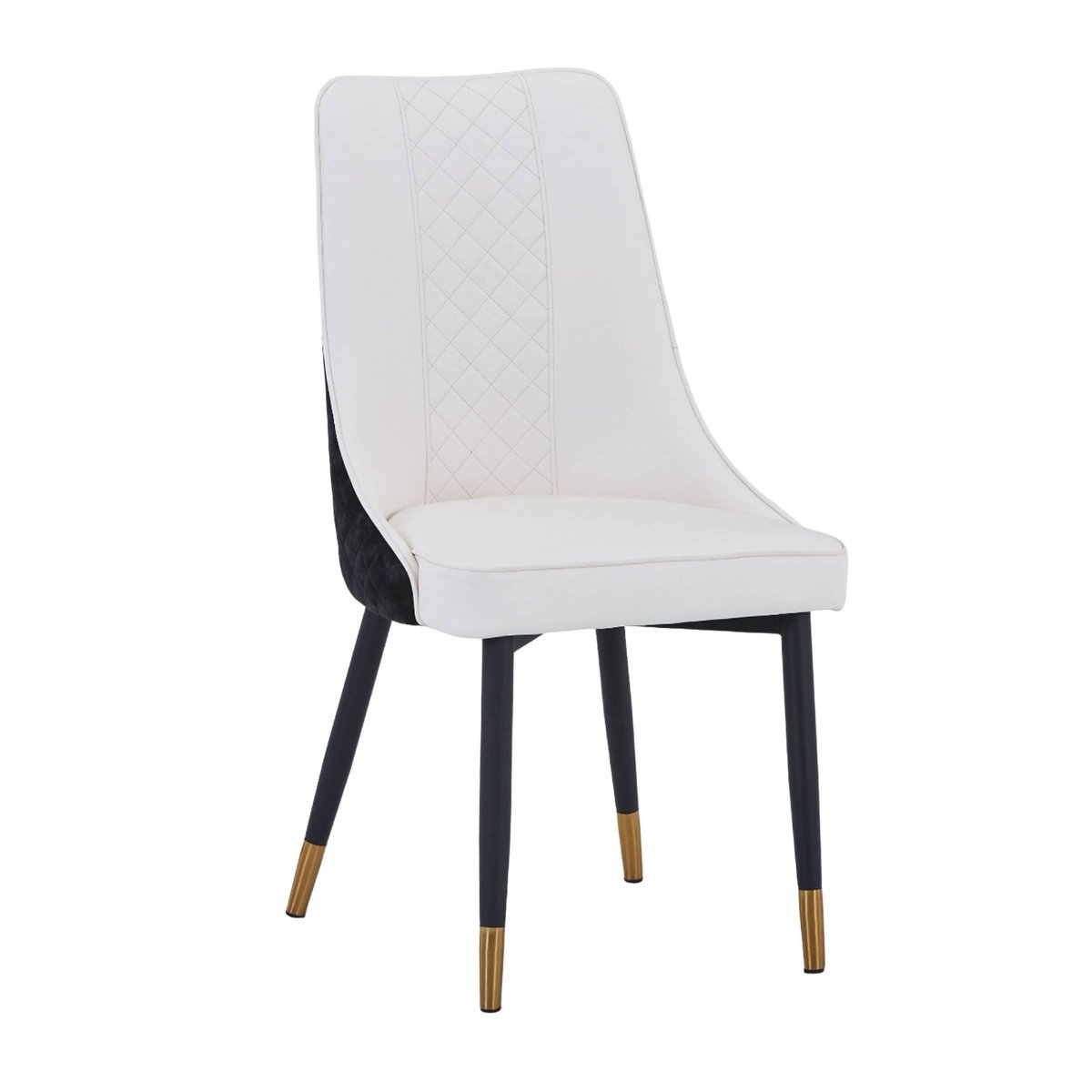Allure Modern Dining Chair Upholstered in Vinyl Leather Seat with Oak Wood Legs White Black Dining Chair Leisuremod