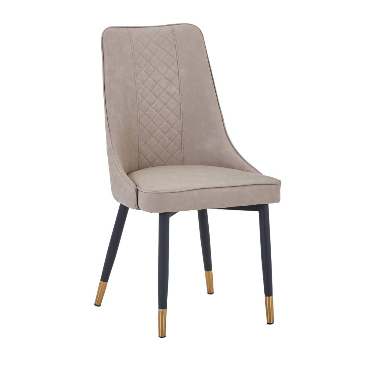 Allure Modern Dining Chair Upholstered in Vinyl Leather Seat with Oak Wood Legs Taupe Dining Chair Leisuremod