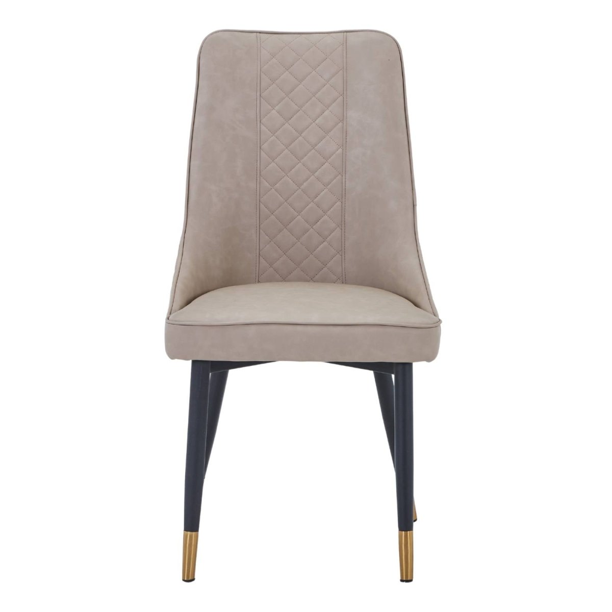 Allure Modern Dining Chair Upholstered in Vinyl Leather Seat with Oak Wood Legs Taupe Dining Chair Leisuremod