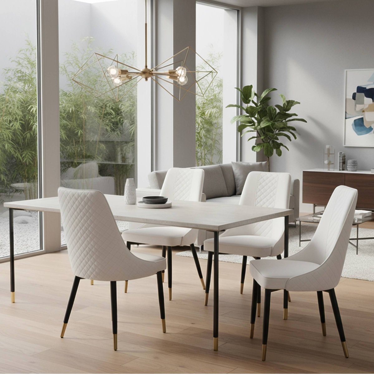 Allure Modern Dining Chair Upholstered in Vinyl Leather Seat with Oak Wood Legs White Dining Chair Leisuremod