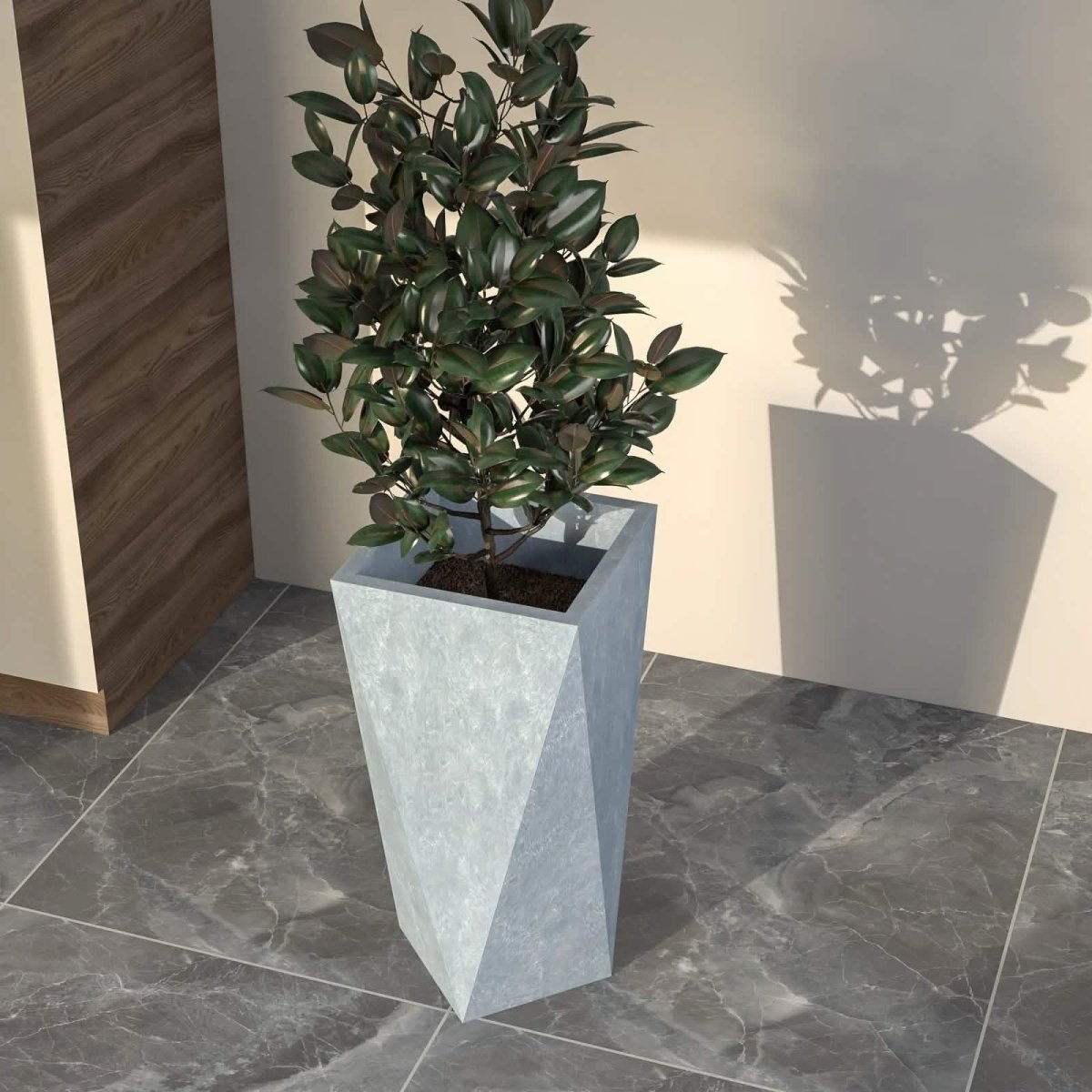 Aloe 3 - Piece Modern Fiberstone and MGO Clay Square Planter Set for Indoor and Outdoor