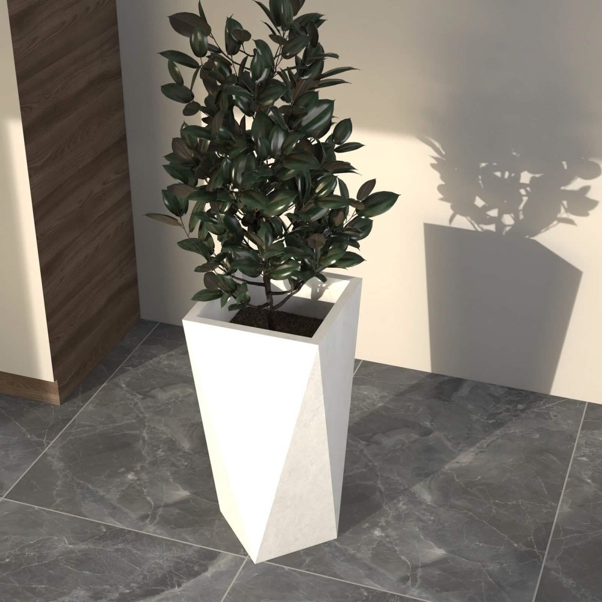 Aloe 3 - Piece Modern Fiberstone and MGO Clay Square Planter Set for Indoor and Outdoor