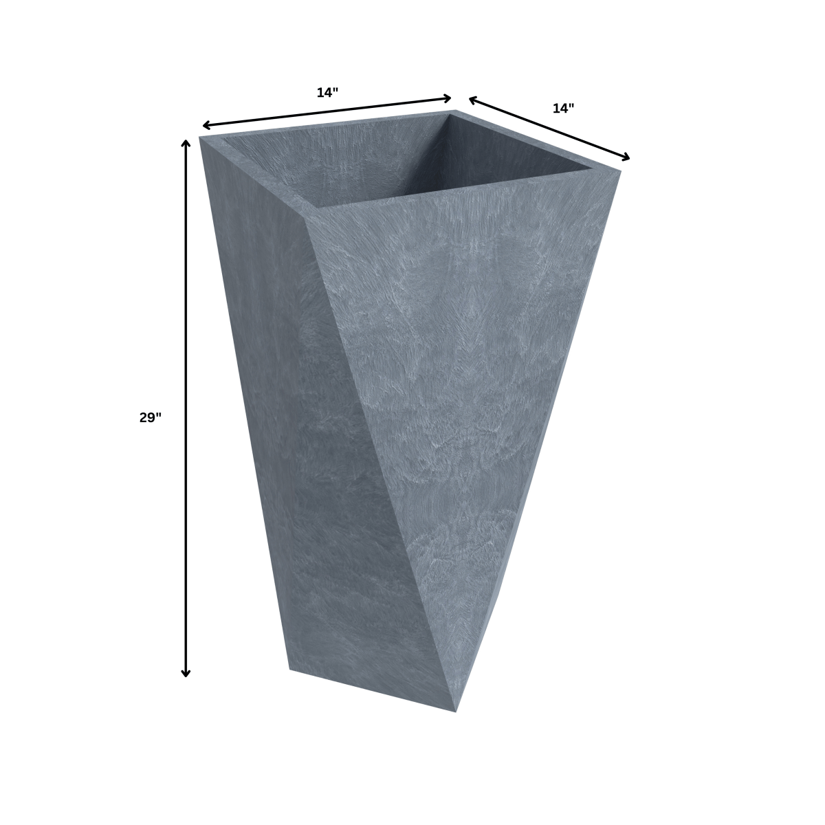 Aloe 3 - Piece Modern Fiberstone and MGO Clay Square Planter Set for Indoor and Outdoor