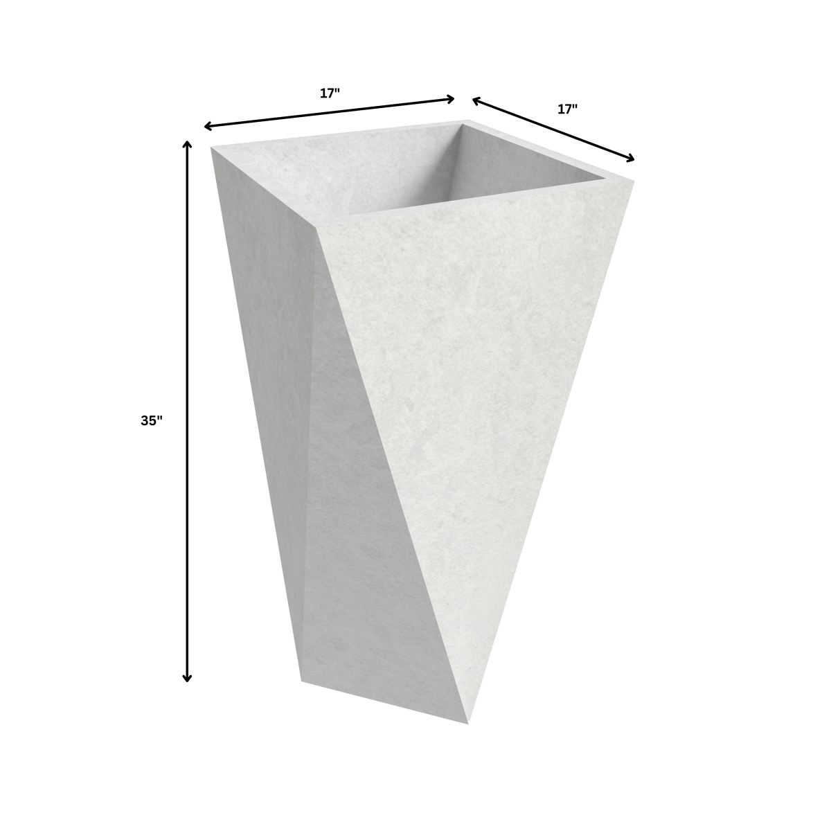 Aloe 3 - Piece Modern Fiberstone and MGO Clay Square Planter Set for Indoor and Outdoor