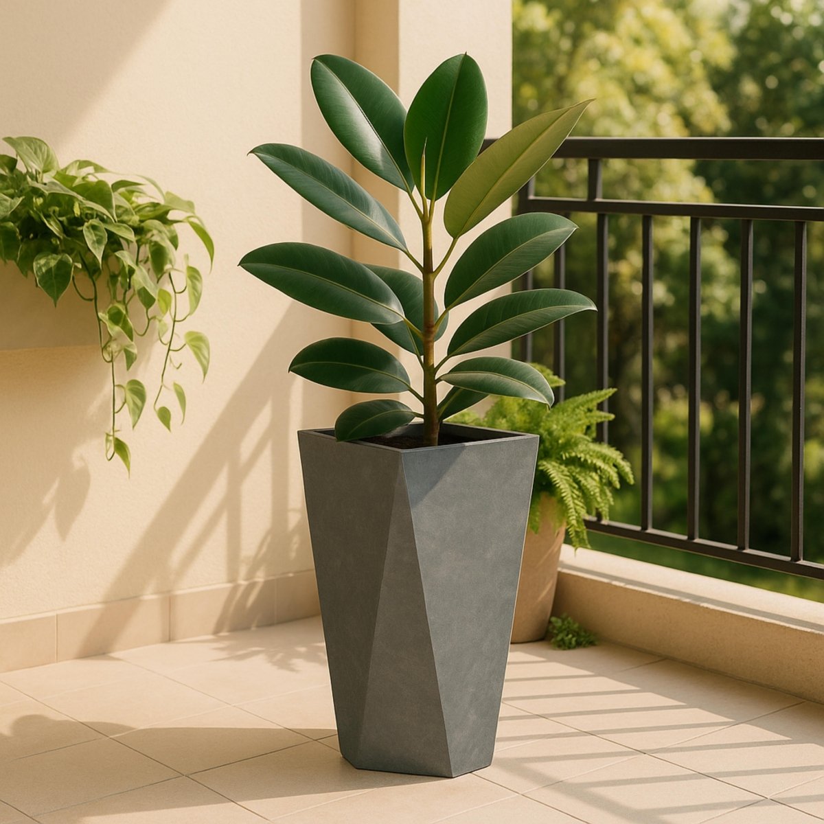 Aloe Tapered Square Fiberstone And MGO Clay Planter For Indoor And Outdoor
